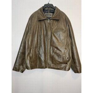 Guess  Men's 100% Leather Jacket Sz XL BROWN 90s